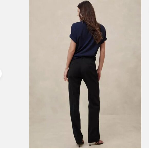 Banana Republic Siena Straight Black ITALIAN WOOL Pants Size 8 PETITE MSRP $150 - Picture 3 of 10